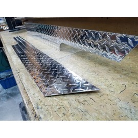 J & O Carts Parts TJ Diamond Plate Side Rocker Panel with Cut Out Set of 2, 5 3/4 Wide, Silver Aluminum, Rugged