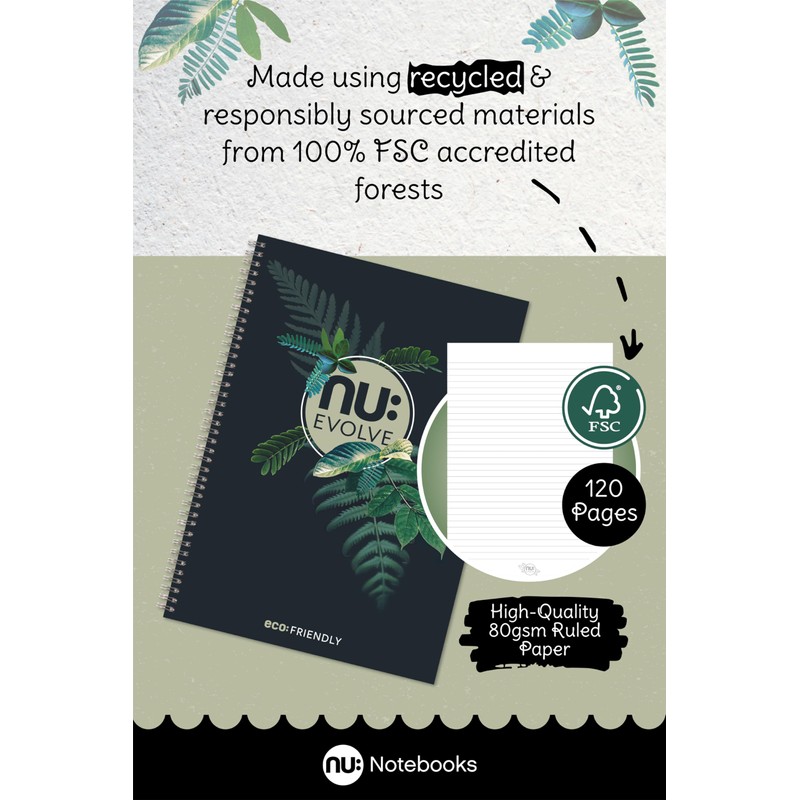 Nu Notebooks - Evolve Range - Recycled Notebook - A4