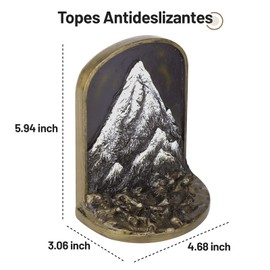 Snow Mountain Vintage Heavy Bookends, 2 Unique Bronze Decorative Bookend for Shelves or Bookcase, Anti-Slip Book Shelf Bookends Decorative, Gifts for Mother and Father