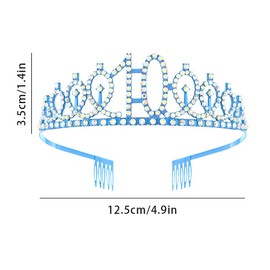 Blue 10th Birthday Crown and Sash Girls 10th Birthday Decoration Rhinestone Birthday Tiara Princess Crown Queen Tiara Birthday Sash Girls 10th Birthday Decoration Party Clothing Accessories