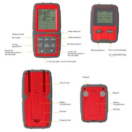 Snblzhef Wireless Meat Thermometer for Grilling and Smoking with Four Meat Probe Kitchen Timer Digital Cooking Food Thermometer