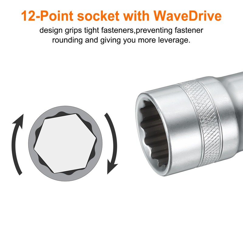 sourcing map 2pcs 1/2" Drive by 18mm 12-Point Shallow Socket