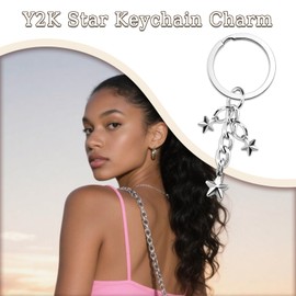 Lervuh Star Keychain Silver Keychain Y2k Keychains Silver Purse Charms Y2K Bag Charms Stainless Steel Key Ring Y2k Accessories for Women Bag Charms for Handbags