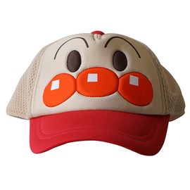 Tomokuni Anpanman Mesh Cap, Hat, Baddle, Sunshade, Sunburn, UV Rays, Heatstroke Prevention, Cute, Cute, Kids, Kids, Girls, Boys, Character Stickers Included, beige
