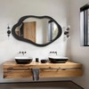 OUSIMY Wavy Mirror with Wood Frame, Modern Decorative Asymmetrical Mirror