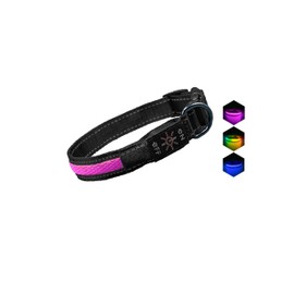 ZAPRIX LED Dog Collar - Bright Premium Weatherproof Light Up Collar for Pet Safety, USB C Rechargeable & Adjustable for Small, Medium & Large Dogs (Pink, Small)
