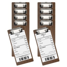 PATIKIL Wood Check Presenters Guest Check Book Waitress Server Note Pads for Cafes Restaurant, 8" x 4" (Black), 10Pcs