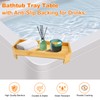 Hot Tub Tray with Anti-Slip Backing,Bamboo Luxury Square Bathtub Countertop