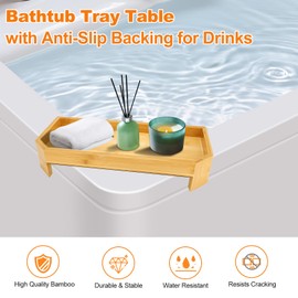 Hot Tub Tray with Anti-Slip Backing,Bamboo Luxury Square Bathtub Countertop Rack Edge Table for Drinks & Essentials,Waterproof Hot Bathtubs Shelf Organizer Indoor Outdoor Use,Bathroom Accessories