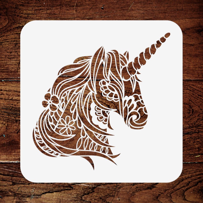 Unicorn Head Stencil, 8.5 x 8.5 inches (M) - Stencil