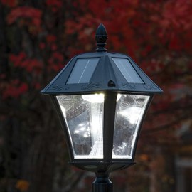 Gama Sonic Baytown II, Outdoor Solar Light and 3" Pole Pier & Wall Mount Kits, Lamp Only, Bright White LED, Black