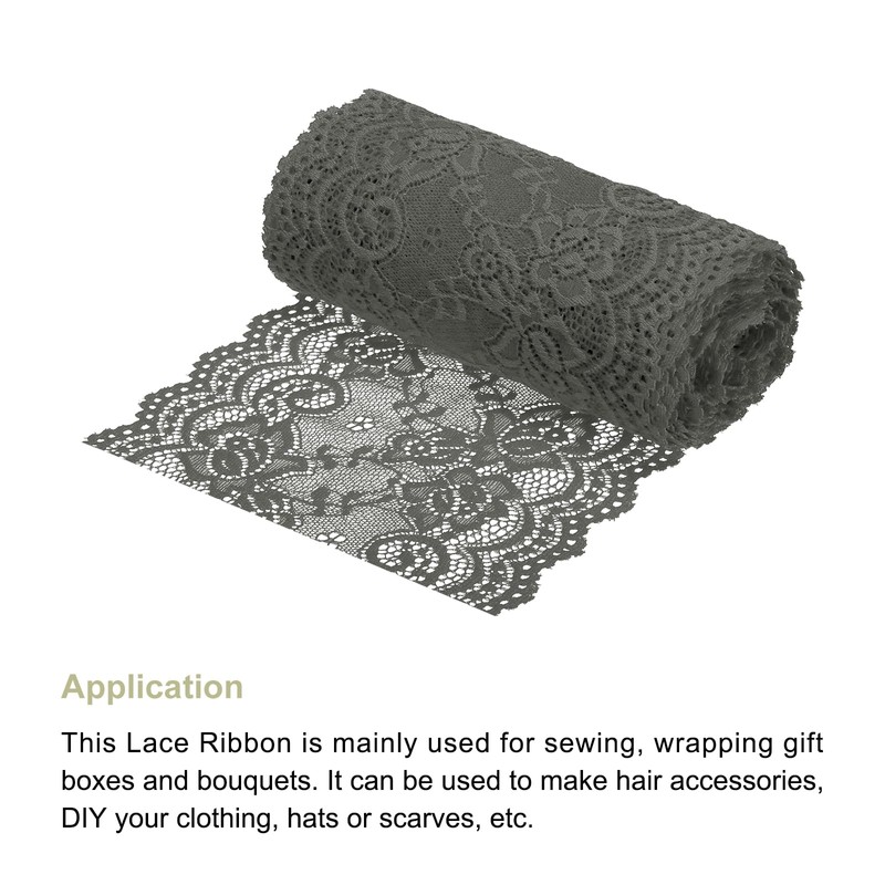 MECCANIXITY 6 Inch Wide 5 Yard Lace Ribbon Floral Pattern