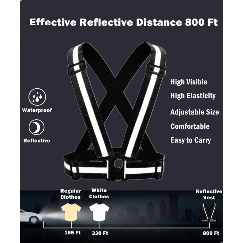 YUNLOVXEE Reflective Strap Safety Vest Gear - 2-10 Pack Adjustable