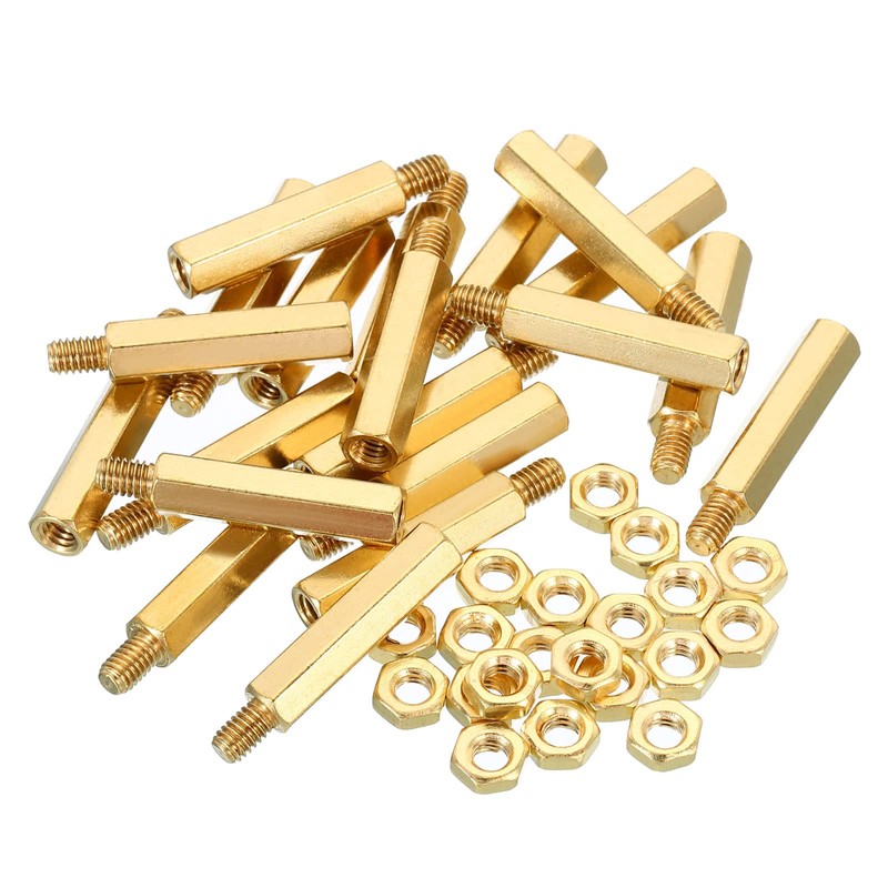 PATIKIL 25mm+6mm M4 Standoff Screws, 40 Pack Brass Hex PCB