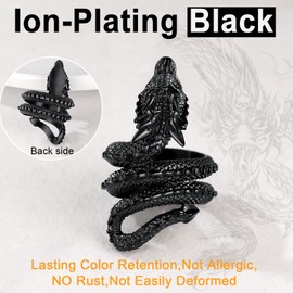 U7 Ring Jewellery for Women Black Dragon Rings Gothic Ring Men