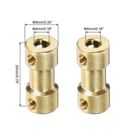 QUARKZMAN 6 Pieces 4 mm to 4 mm Brass Shaft Coupling Connector with Screws and Hex Key Flexible Motor Shaft Coupling for Car Tyre Shaft Motor