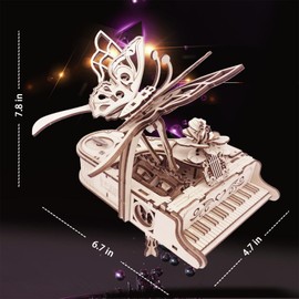 3D Puzzle for Adults - Cool Piano Music Box DIY Craf Kit for Adults to Build Model Kits Wood Mechanical Building Puzzle for Age 14+Years Old