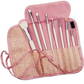 8 Piece Cosmetic Brush Set with Pink Bag Kosmetex
