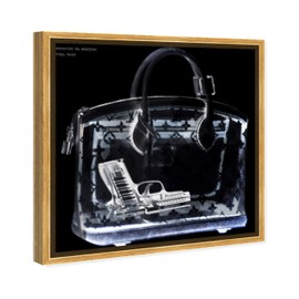 The Oliver Gal Artist Co. Fashion and Glam Framed Wall Art Canvas Prints 'Couture X Ray' Handbags Home Décor, 24" x 24", Black, White
