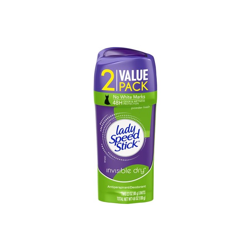 Lady Speed Stick Antiperspirant, Invisible Dry Powder Fresh, Twin pack,