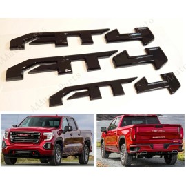GMC 3PCS Set NEW Gloss Black AT4 Emblems Badge Fit GMC Canyon Yukon XL Sierra 2500HD