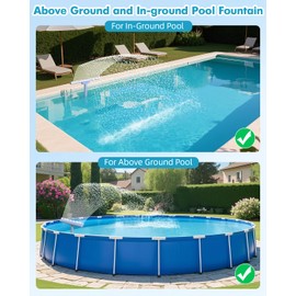Pool Fountain for Above and Inground Pools, 2-in-1 Adjustable Wide Width Waterfall Pool Sprinkler Fountain for Cooling 10-20 Degrees,Outdoor Swimming Pool Accessories for Relaxation & Cooling(Blue)