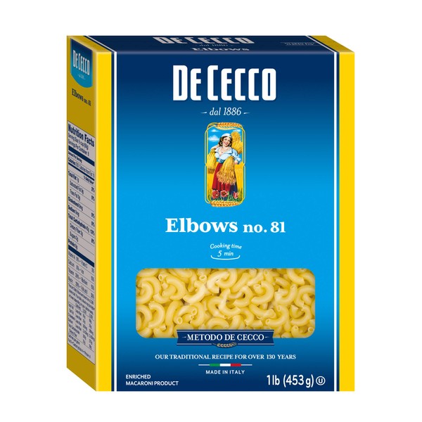 De Cecco Pasta, Elbows Pasta, 16 oz