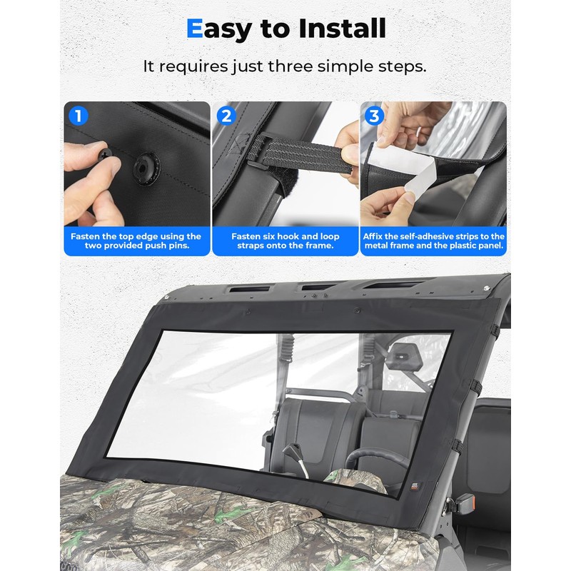 KEMIMOTO Soft Front Windshield Compatible with CFMOTO UFORCE 1000/1000 XL