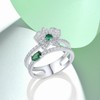 Santuzza 925 Sterling Silver White Lily Ring Green Spinel Cubic