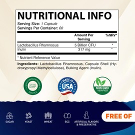 Vitamatic Lactobacillus Plantarum - 20 Billion per DR Capsule - 60 Count - Digestive Support - Made with Prebiotic Inulin Fiber-2 Pack