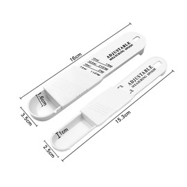 Jagowa 2 Pcs Adjustable Plastic Measuring Spoon Set Baking Slide Spoon Metering Spoon Powdered Sugar Measuring Spoon (White)