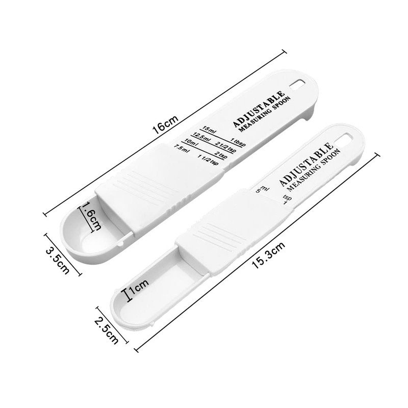 Jagowa 2 Pcs Adjustable Plastic Measuring Spoon Set Baking Slide