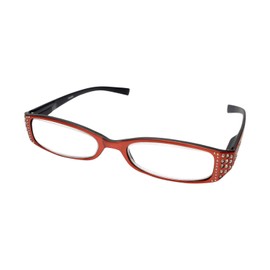 Calabria 834 Dazzle Reading Glasses +2.75 Sunset Red Women Rhinestone Crystal Bling Single Power Readers Stylish Hard Case