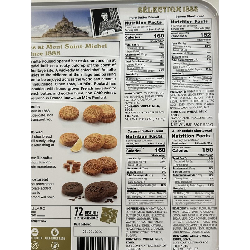 La Mère Poulard French Butter Cookies, 4 Flavors 26.45oz