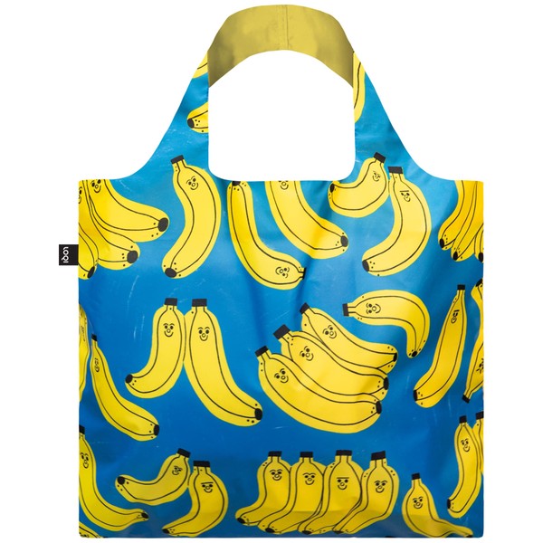 LOQI Eco Bag TS.BB.R TESS SMITH-ROBERTS Bad Bananas Recycled Bag Approx. Width 19.7 x Height 16.5 inches (42 cm) (Top of Handle) 27.2 inches (69 cm) Included Pouch: 4.5 x 4.3 inches (11.5 x 11 cm)