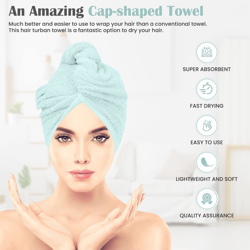 Glamza Microfibre Hair Towel Wrap Super Absorbing Twist Turban Hair