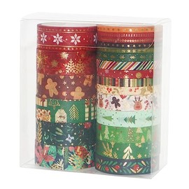 21 Cinta Decorativa de Navidad de Washi Tape con Diseño Temático Navideño de Usar Duradera para y Manualidades