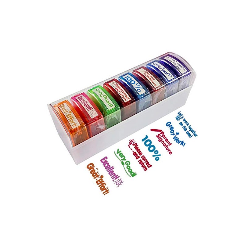 Teacher Stamps for Grading Classroom,Parent Signature Teacher Self-Inking Stamp Set