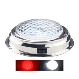 Besramtic Marine Boat Dome Light LED with Switch Stainless Steel Surface Mount 12 Volts 6.7 Inches (Red and White)