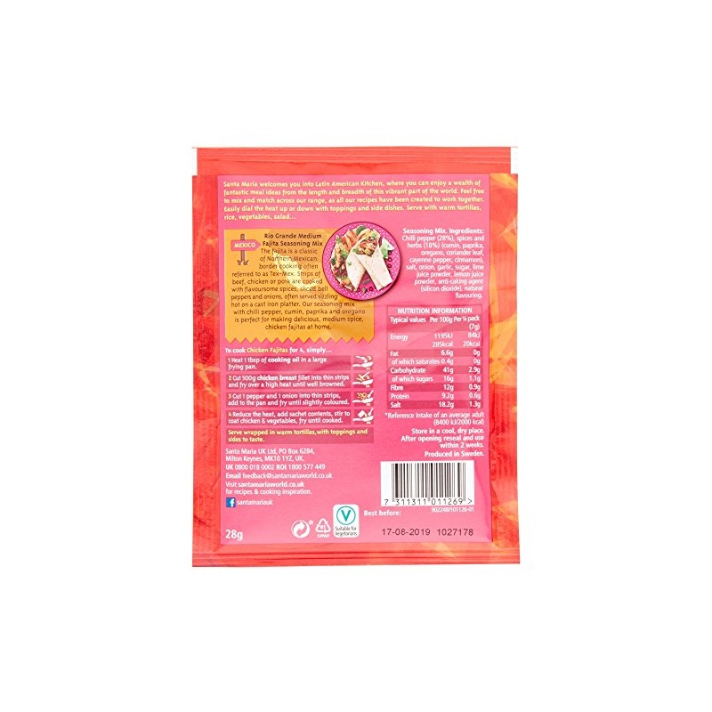 Santa Maria Latin American Kitchen Rio Grande Medium Fajita Seasoning
