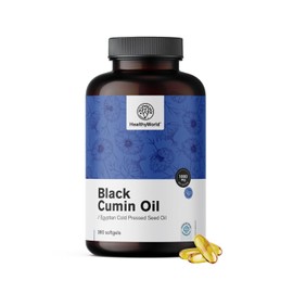 HealthyWorld® Schwarzkümmelöl 1000 mg - 360 Weiche Kapseln - Aus Ägyptischen Samen - Hoher Gehalt - Jahresvorrat - Vegan - Ohne Allergene und Künstliche Aromen