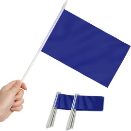 Anley White Mini Flag 12 Pack Hand Held Solid White Blank Flags & More Color - Blue
