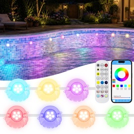 Lphianx Pool Lights for Inground & Above Ground Pool 8 Pack, IP68 LED Pool Lights with App & Remote Control, RGBIC Color, Underwater Swimming Pool Lights with Timer, Music Sync