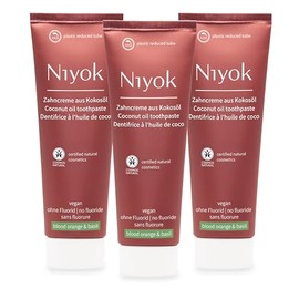 Niyok® Organic Coconut Oil Toothpaste "Bloody Orange and Basil" (3 x 75 ml) • Natural toothpaste for white teeth • Intensive care and freshness • Protects gums • Without