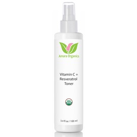 Vitamin C + Resveratrol Facial Toner - USDA Certified Organic Refreshing Spray for Face - 3.4 fl oz