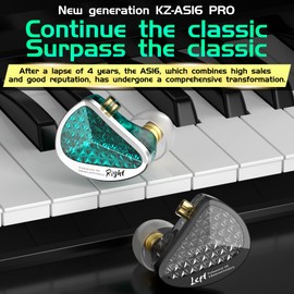 Yinyoo KZ AS16 PRO in Ear Earphone, 8 Balanced Armature Drivers Stage Studio Hifi IEM in Ear Monitor, Noise Isolation Wired In-Ear Headphones 3.5mm Gaming Earbuds for Musician (No mic, AS16PRO Cyan)