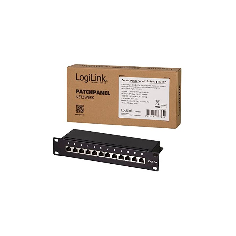 LogiLink Professional Patch Panel Cat 6 A 500 MHz, Black