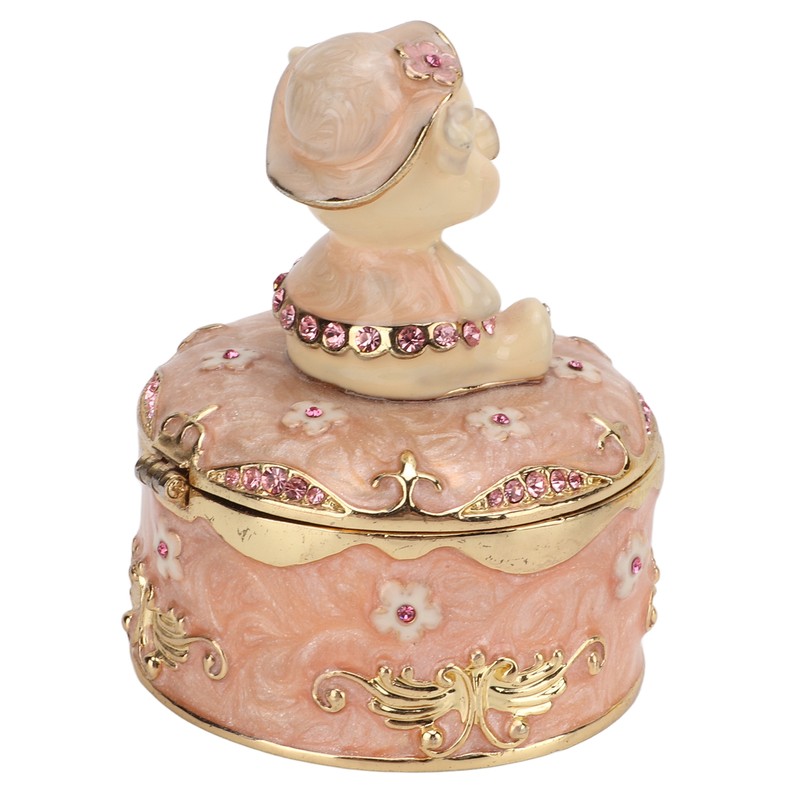 Pig Hinged Jewelry Box Hollow Design Cute Appearance Hand Painted