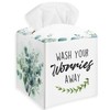 Botanical Tissue Box Cover Square - Wash Your Worries Away
