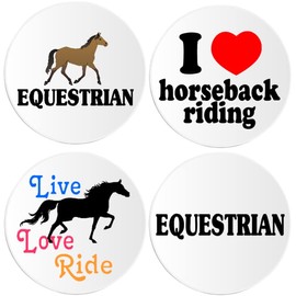 Equestrian Horseback Riding Horse Ride - 4 Multi Pack Circle Stickers 3 Inch